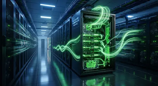 Khung máy chủ với GPU tăng tốc AI trong data center